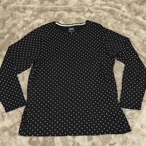Croft & Barrow Polka Dot Long Sleeve Top